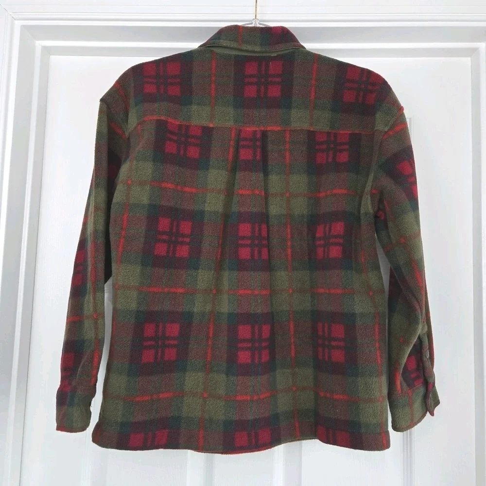 Gap Kids Cozy‎ Half Zip Shirt Jacket Boys Size XL Red And Green Plaid Shacket